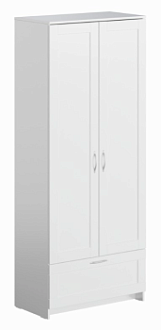 Шкаф Сириус узкий, с выдвижной вешалкой, 2 двери и 1 ящик, 78х41х190 см, белый