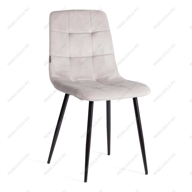 Стул CHILLY (mod. JSC-220), Велюр/металл, 44,5х52,5х88 см, Light grey (светло-серый) HLR14 / черный