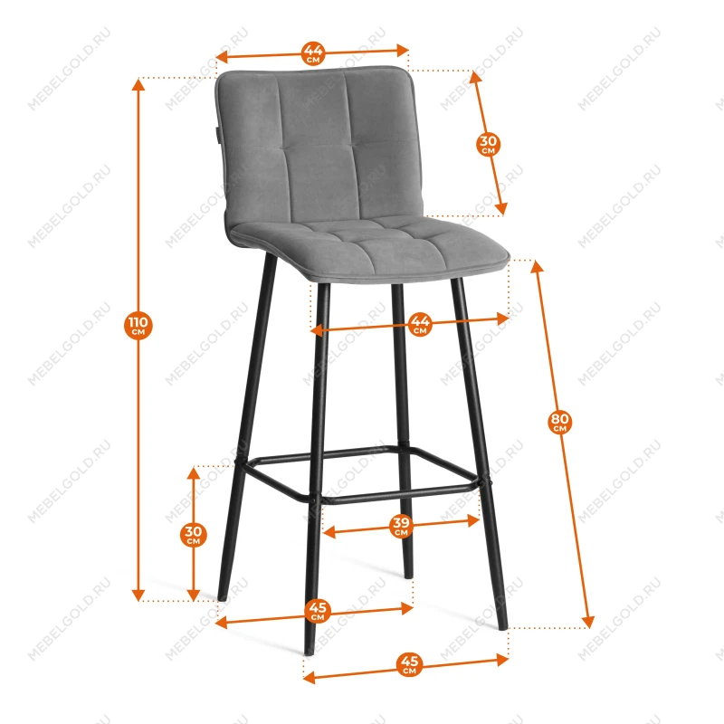 Барный стул Bari/Бари, экокожа, черный, 45х56х110 см | изображение 16