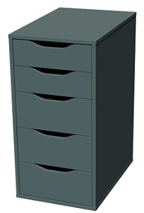 Комод Ингар, 5 ящиков, 36x71x53 см, серо-бирюзовый