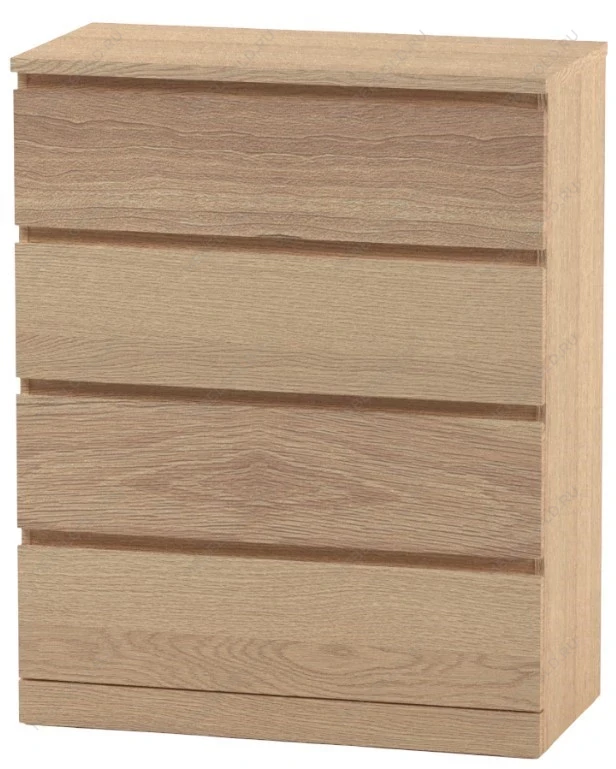 Комод Варма, 4 ящика, 80х100х40 см, шпон натурального дерева, дуб беленый