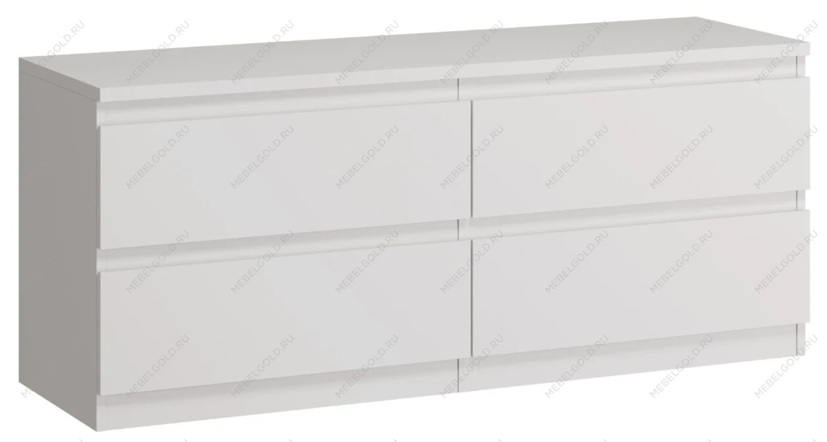 Тумба для ТВ Кастор, 4 ящика, 130х40х54 см, белая