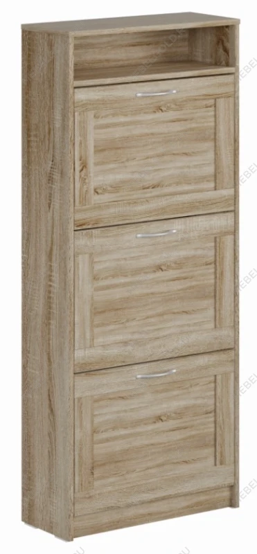 Обувница Сириус с 3 откидными ящиками, 60 х 25 х 143 см, ЛДСП, дуб сонома