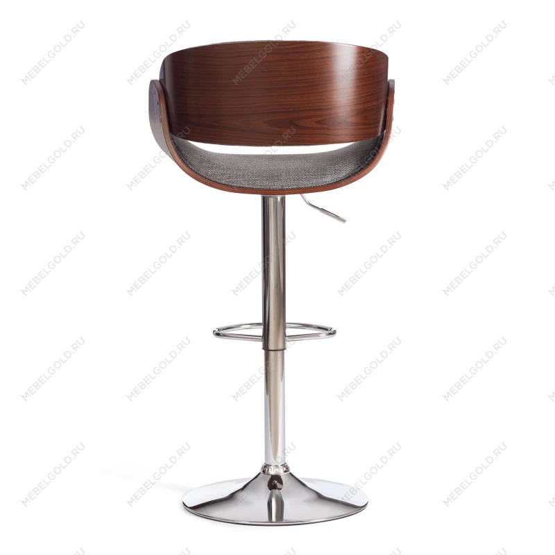 Барный стул LANDO (mod.4036), металл/дерево/ткань, 59х51х93-114 см, высота сиденья 62-83 см, серый/орех/хром, Aimcasa 28 | изображение 3