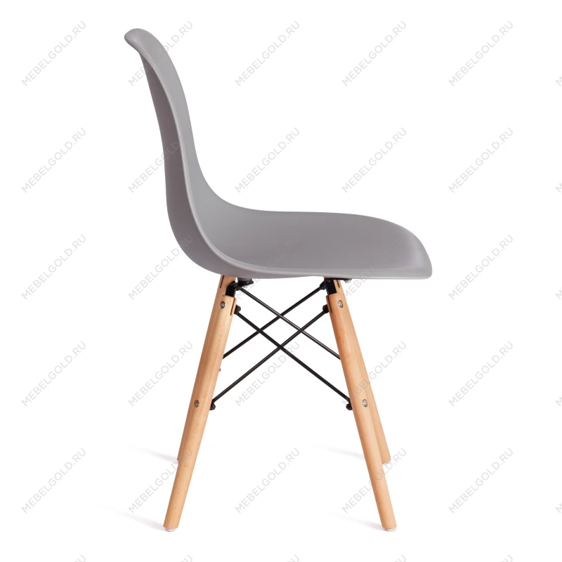 Стул CINDY (EAMES) (mod. 1801), дерево бук/металл/сиденье пластик, 45x51x82 см, Light grey (светло-серый) | изображение 1