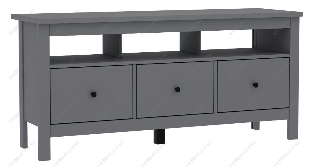 Тумба ТВ Сага, 3 ящика, 131х42х63 см, серая