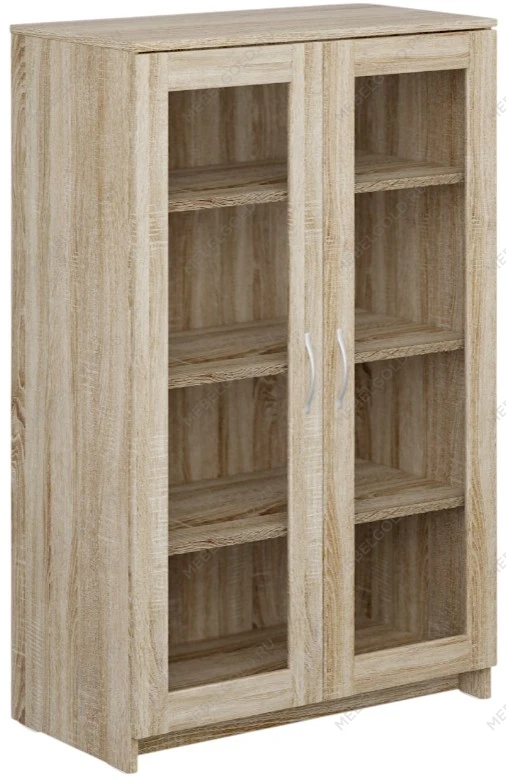 Тумба Сириус, 2 двери со стеклом, 78х41х124 см, дуб сонома