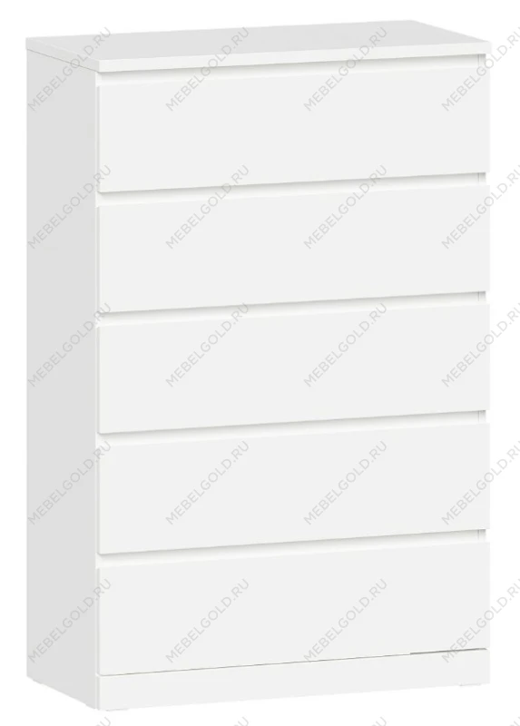 Комод ВАРМА, 5 ящиков, 80х123х40 см, эмаль белая