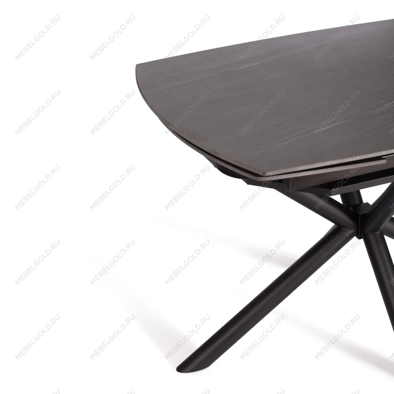 Стол обеденный Winston/Винстон, столешница керамика (матовая) /опоры металл, темно-серый/черный, (120+30+30)x80x75(+1) см | изображение 9