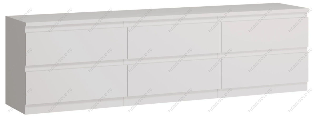 Тумба для ТВ Кастор, 6 ящиков, 194х40х54 см, белая