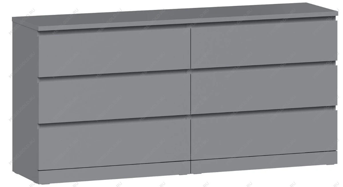 Комод Варма, 6 ящиков, горизонтальный, 160х78х40 см, эмаль серая