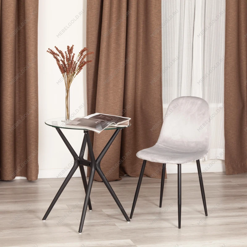 Стул BREEZE (mod. 4724), Велюр/металл, 44 х 53 х 87 см, Light grey (светло-серый) HLR14 / черный | изображение 9